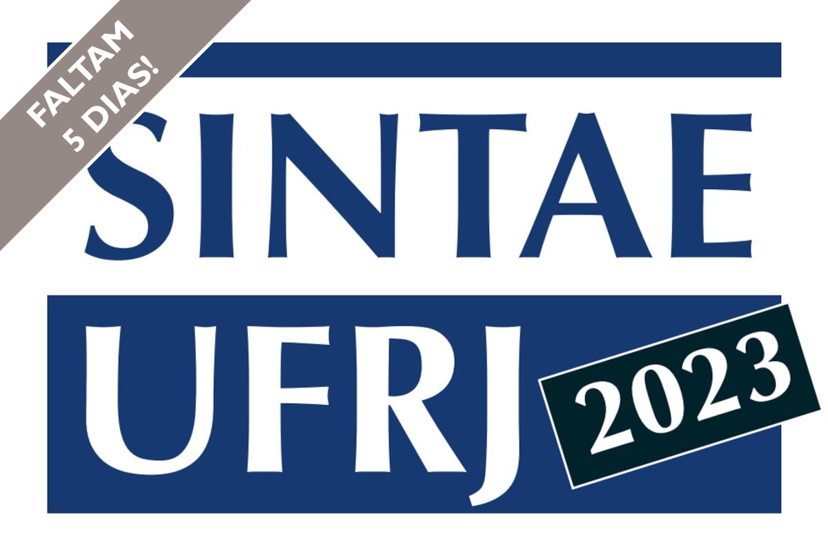 Logo Sintae UFRJ 2023, com faixa no campo superior esquedo com a mensagem "faltam 5 dias!"