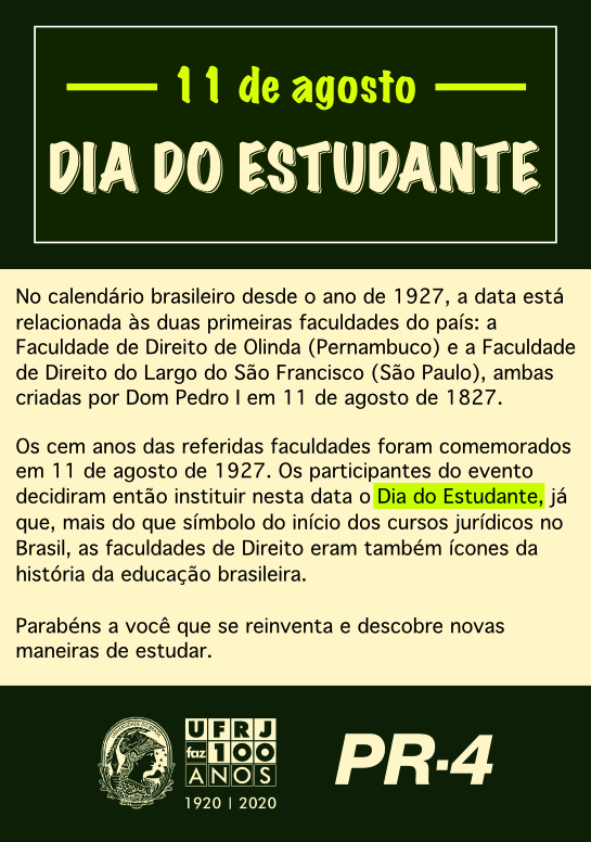 11 de agosto, Dia do Estudante